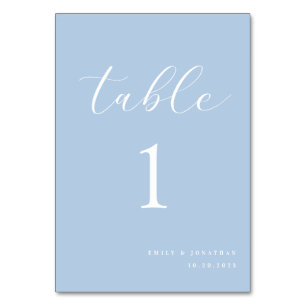 Simple Elegant Dusty Blue Wedding Table Number
