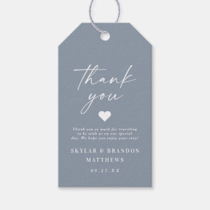 Simple Elegant Dusty Blue Wedding Thank You Gift Tags