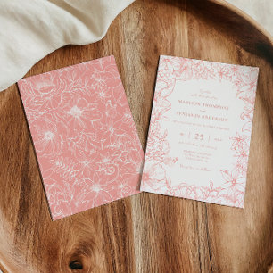 Simple Elegant Dusty Pink Floral Garden Wedding Invitation