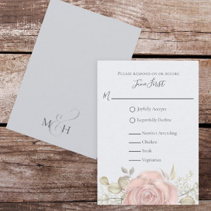 Simple Elegant Dusty Rose Gold Foliage Via Website RSVP Card