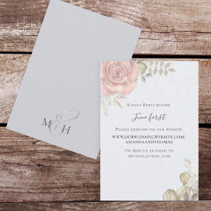 Simple Elegant Dusty Rose Gold Foliage Via Website RSVP Card