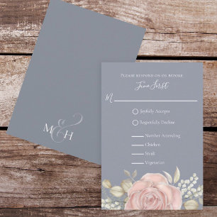 Simple Elegant Dusty Rose Gold Foliage Via Website RSVP Card