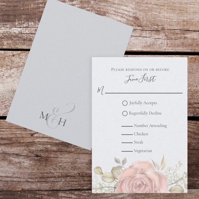 Simple Elegant Dusty Rose Gold Foliage Via Website RSVP Card (Creator Uploaded)