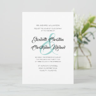 Simple Elegant Dusty Teal Ampersand Amplitude Invitation