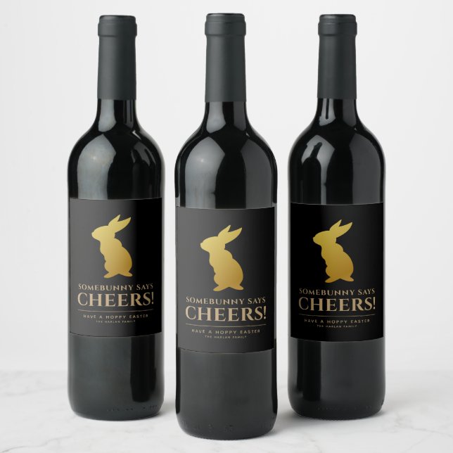 Simple Elegant Easter Bunny Personalised Wine Label (Bottles)