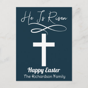 simple elegant Easter calligraphy christian cross Holiday Postcard