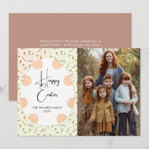 Simple Elegant Egg Happy Easter Family Photo Holiday Card