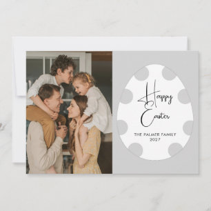Simple Elegant Egg Happy Easter Family Photo Holiday Card