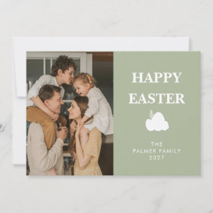 Simple Elegant Egg Happy Easter Family Photo Holiday Card