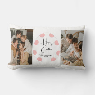 Simple Elegant Egg Happy Easter Family Photo Lumbar Cushion