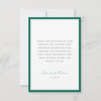 Simple Elegant Emerald Green Thank You Card