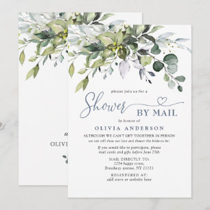 Simple Elegant Eucalyptus BRIDAL Shower By Mail Invitation