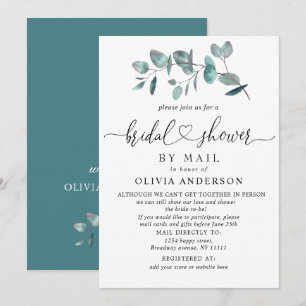 Simple Elegant Eucalyptus BRIDAL Shower By Mail Invitation