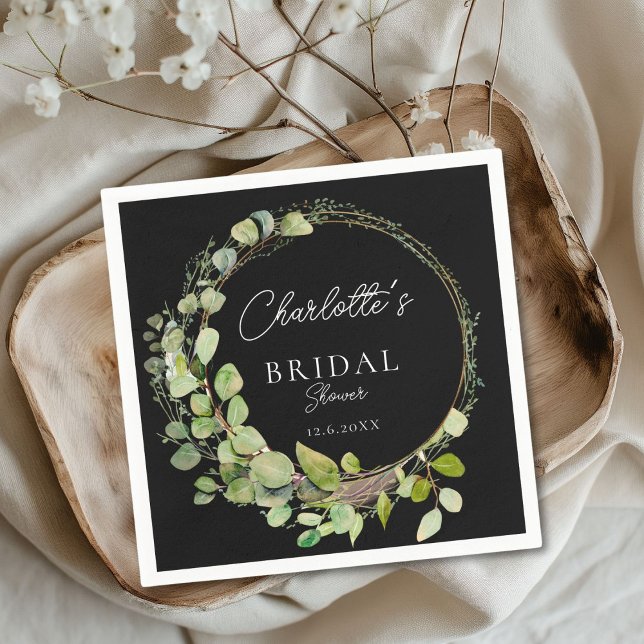 Simple, elegant eucalyptus  Bridal Shower     Napkin (Personalized Simple, elegant eucalyptus Bridal Shower Napkins)