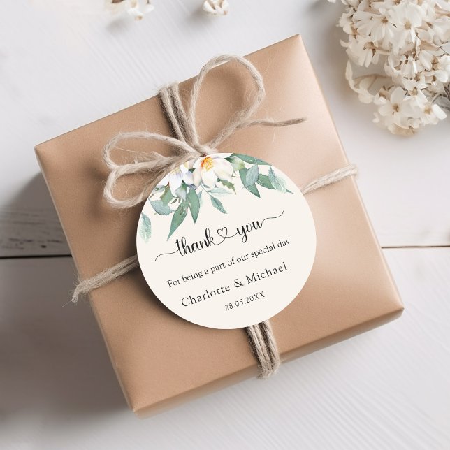 Simple, elegant eucalyptus floral classic round sticker (Creator Uploaded)