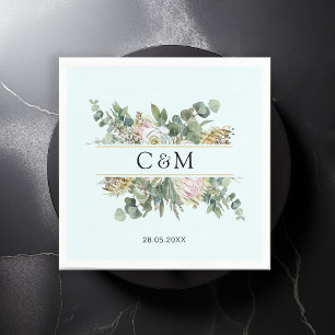 Simple, elegant eucalyptus flower  napkin