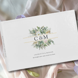 Simple, elegant Eucalyptus Flower Wedding  Guest Book