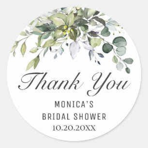 Simple Elegant Eucalyptus Greenery Bridal Shower Classic Round Sticker