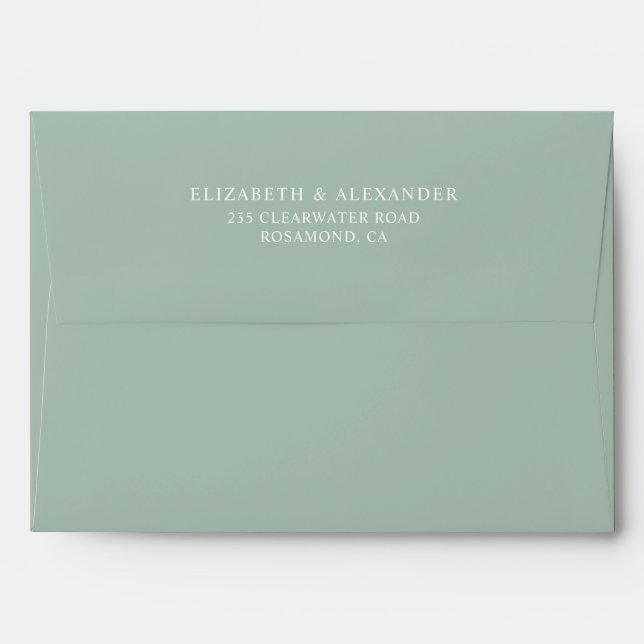 Simple elegant eucalyptus greenery return address envelope (Back (Top Flap))