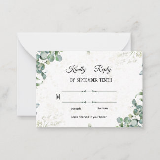 Simple Elegant Eucalyptus Greenery Wedding RSVP Ca Card