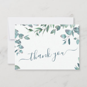 Simple Elegant Eucalyptus Greenery Wedding Thank You Card