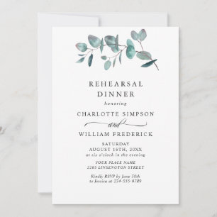 Simple Elegant Eucalyptus Rehearsal Dinner Invitation