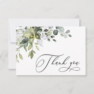 Simple Elegant Eucalyptus Watercolor Greenery Thank You Card