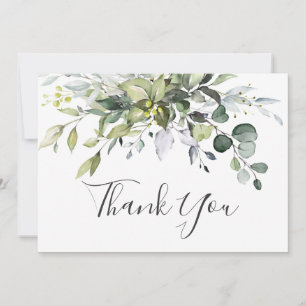 Simple Elegant Eucalyptus Watercolor Greenery Thank You Card