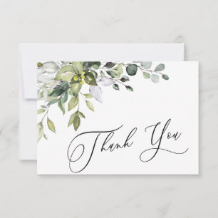 Simple Elegant Eucalyptus Watercolor Greenery Thank You Card