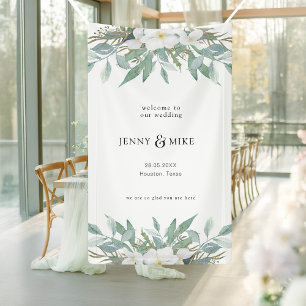 Simple, elegant, eucalyptus, wedding banner