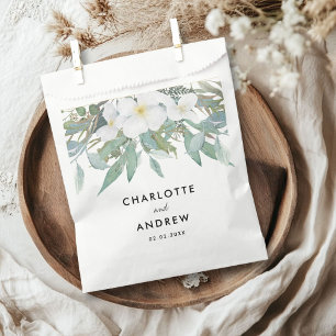 Simple, elegant eucalyptus, wedding favour bags