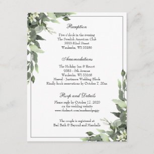 Simple Elegant Eucalyptus Wedding Reception Enclosure Card