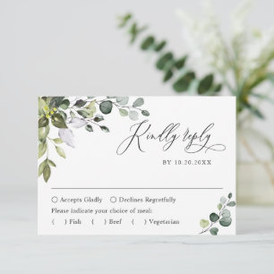 Simple Elegant Eucalyptus Wedding RSVP Card
