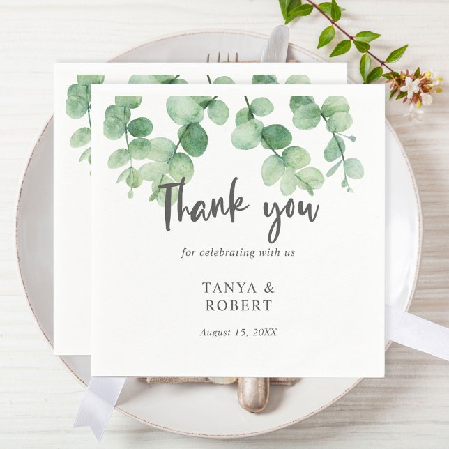 Simple Elegant eucalyptus wedding sage green chic Napkin (Creator Uploaded)