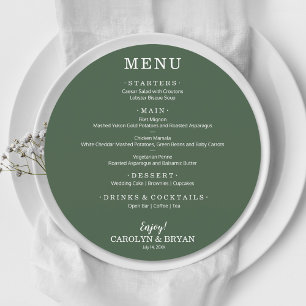 Simple Elegant Evergreen Round Christmas Menu