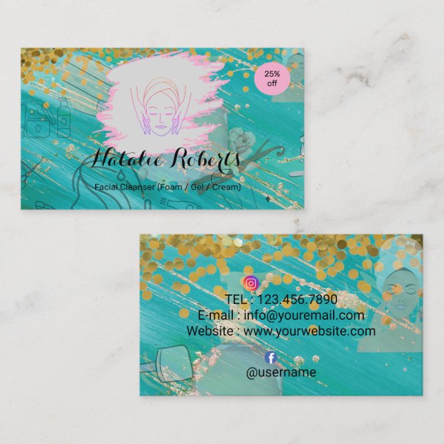 Simple Elegant  Facial Cleanser Foam Gel Cream Business Card (Front/Back)