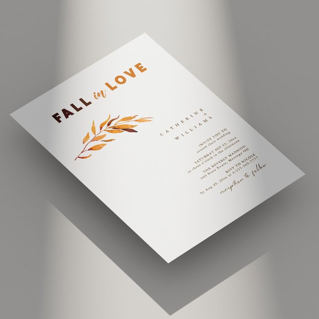 Simple Elegant Fall in Love: Autumn White Wedding Invitation (Simple Elegant Fall in Love: Autumn White Wedding Invitation)