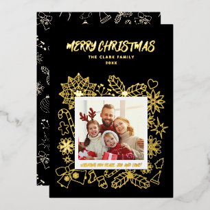 Simple Elegant Family 1 Photo Frame Black and Gold