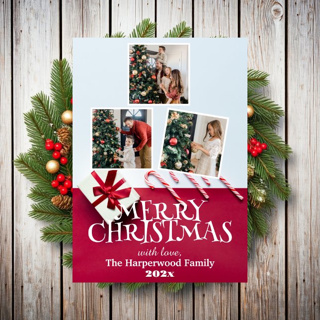 simple elegant family christmas Photo collage Holi Holiday Card (Creator Uploaded)