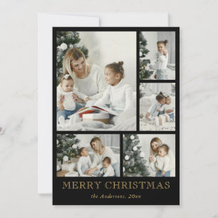 Simple Elegant Family Photo Collage Christmas Holiday Card