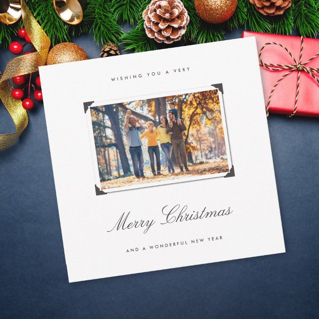 Simple Elegant Family Photo Merry Christmas Holiday Card (Creator Uploaded)