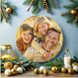 Simple Elegant Family Photo Text Overlay<br><div class="desc">Create a timeless family keepsake with this simple, elegant photo clock. Featuring a minimalist design with a charming family script overlay, this plaque beautifully displays your favourite family pictures. Perfect for kids, parents, and grandparent a lovely gift for mother's day or father's day, it's a cute way to celebrate your...</div>