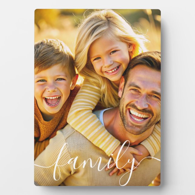 Simple Elegant Family Photo Text Overlay  Plaque (Front)