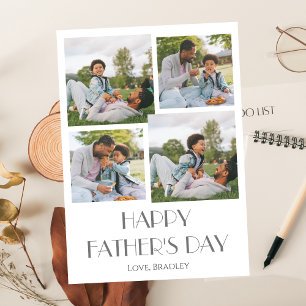Simple elegant Fathers Day Sweet Photo Collage Holiday Card