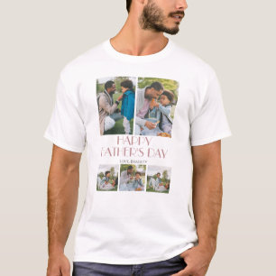 Simple elegant Fathers Day Sweet Photo Collage T-Shirt