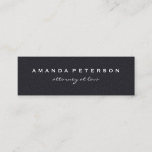 Simple Elegant Faux Black Leather Mini Business Card
