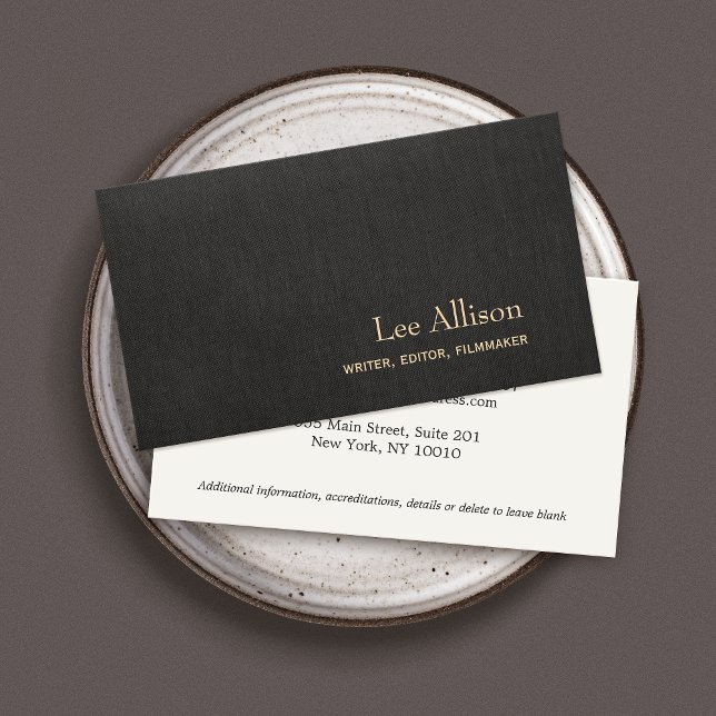 Simple Elegant Faux Black Linen Professional Business Card (Creator Uploaded)