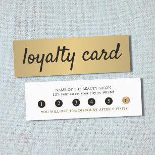 Simple Elegant Faux Gold Beauty Salon Loyalty Card