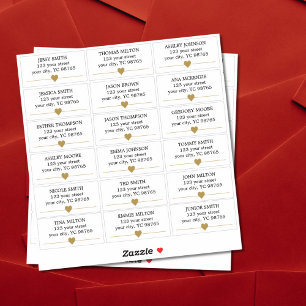 Simple Elegant Faux Gold Heart Line Wedding Label