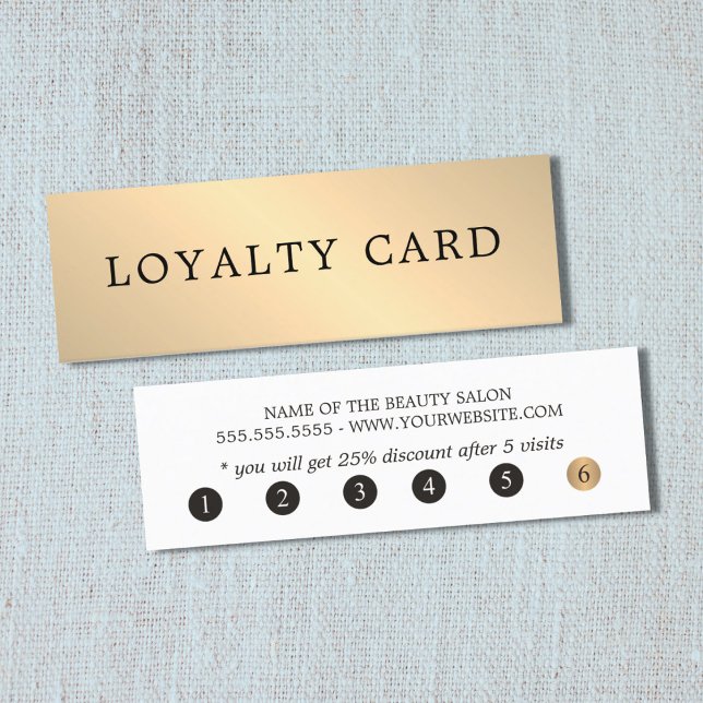 Simple Elegant Faux Gold Stripes Beauty Loyalty Card (Creator Uploaded)